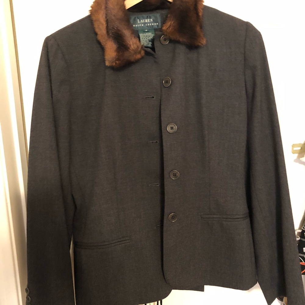 Grey Ralph Lauren wool pants suit.